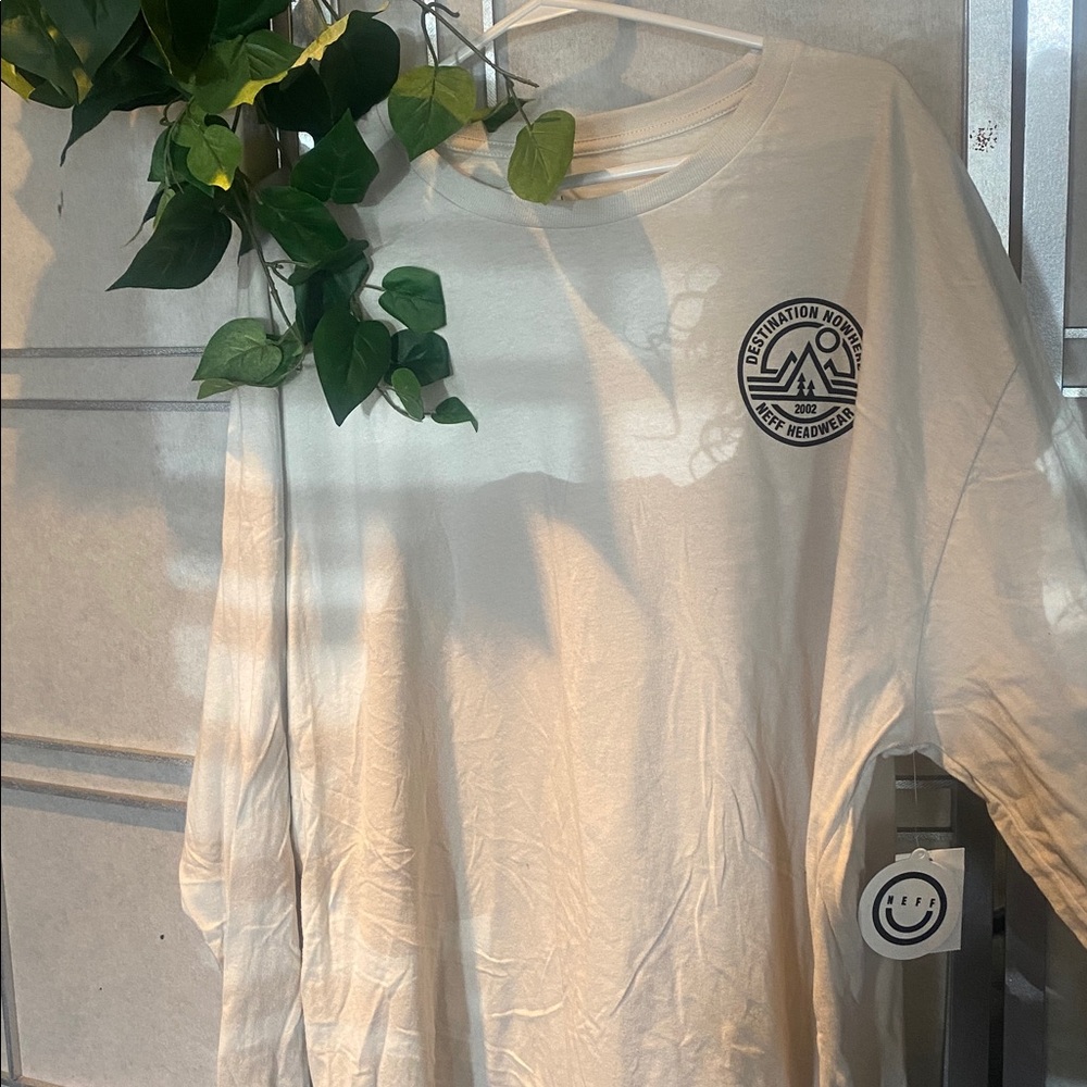 Neff Cream Long Sleeve Tee with Black Circular Mountain Graphic